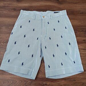 Polo Ralph Lauren Shorts Men's Size 30 Seersucker All Over Pony Embroidered